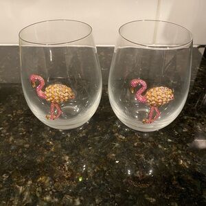 Elegant Flamingo Stemless Wine Glasses - Set of 2